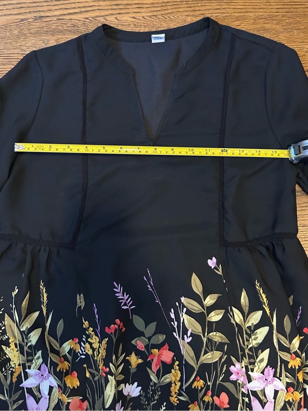 Sheer Black Floral Long Sleeve Swing Dress with Multicolor Blooms to be layered - Picture 8 of 8
